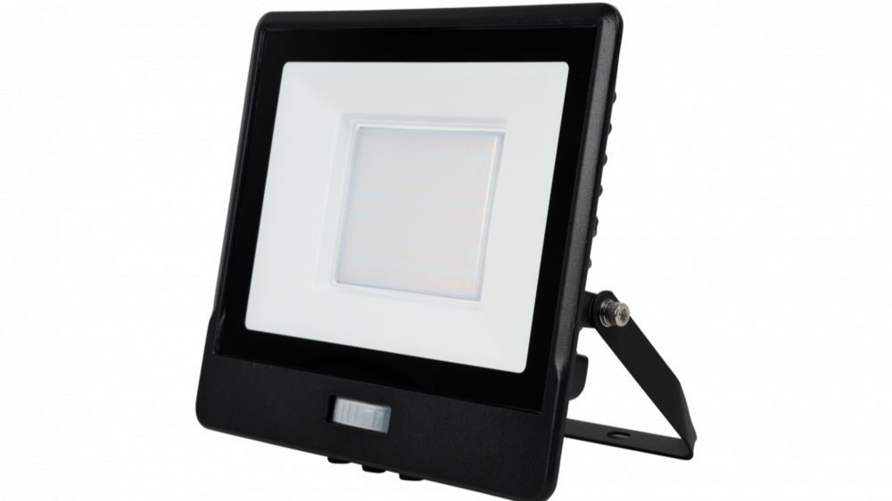 LED Breedstraler met Bewegingsensor, 50W, 3000K, 5380lm, IP65, Zwart