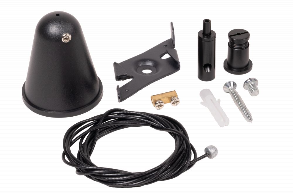 LUMENTION 3-FASE SPANNINGSRAIL Plafond Staalkabel Ophangset 2 meter Zwart