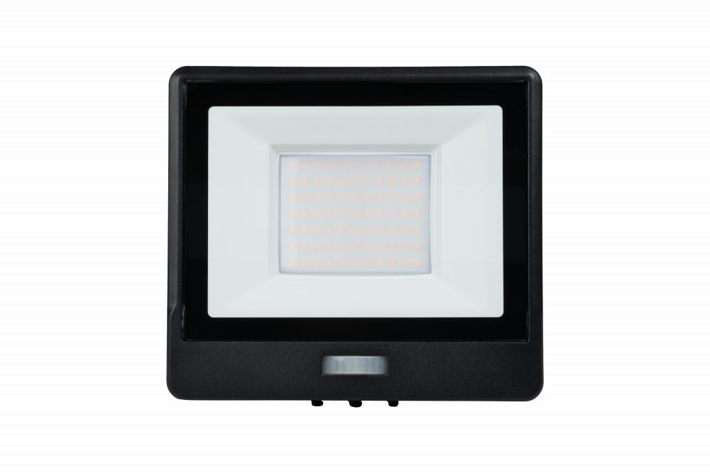 LED Breedstraler met bewegingssensor, 30W, 6500K, 3160lm, IP65, Zwart