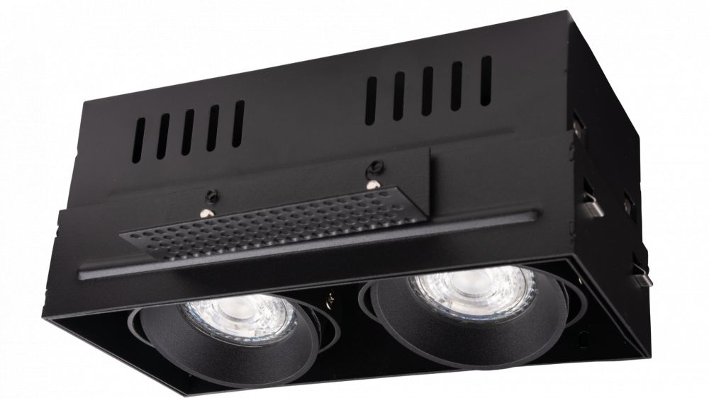 LUMENTION Inbouw Trimless Fitting 2xGU10, 185x95xH85mm, Zaagmaat Ø 187x96mm, Zwart