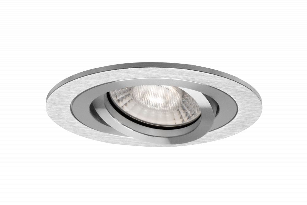 LED GU10 inbouwspot Armatuur Ø92xH25mm, boorgat Ø80mm, IP20, Rond, Kantelbaar 30°, Zilvergrijs RVS