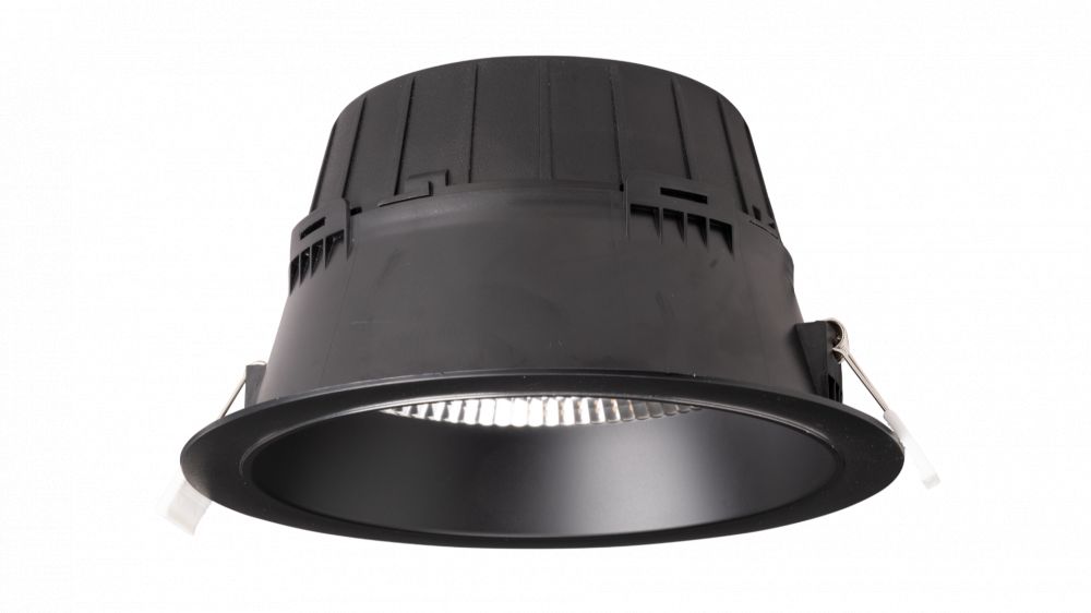 Led inbouw downlight 15-18-21w, 2700/3000/4000K, 1950/2350/2600lm, 60° CRI≥80, Ø 176xh86mm, boorgat Ø 150mm, IP54, IK03, UGR<19, Zwart, Zwart, Reflector, Triac Dimbaar