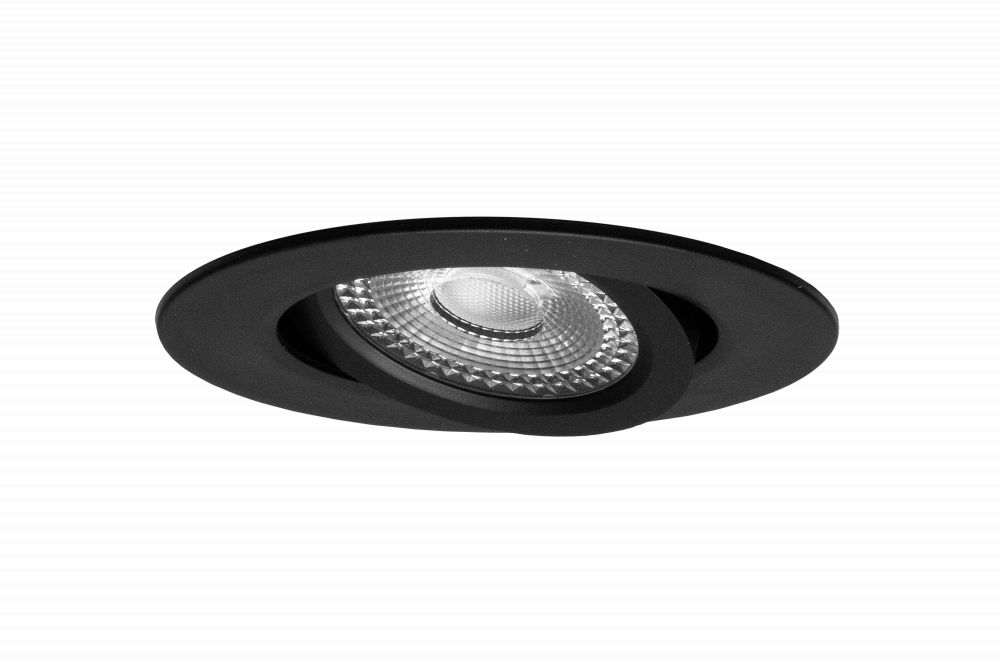 Led inbouw spot 6w, 2700K, 450lm, 38°, CRI≥80, Ø 87xh47mm, boorgat Ø 72mm, IP44, Rond, Dimbaar, Zwart