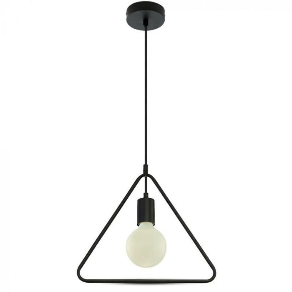 V-TAC Mat Zwarte Hanglamp met Zwarte Plafondkap – E27