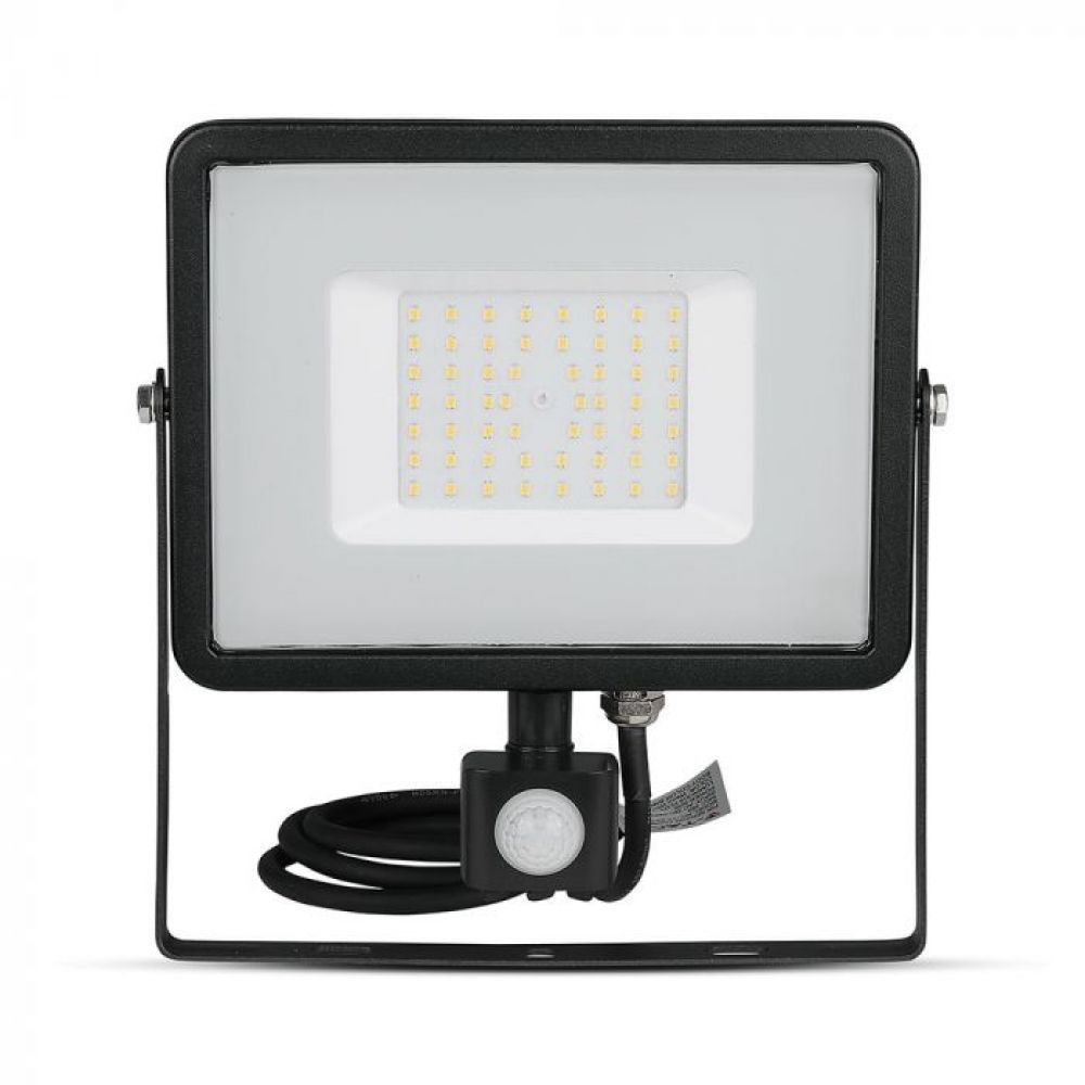LED Breedstraler 50W SMD PIR Sensor Samsung Chip 6400K Zwarte Behuizing