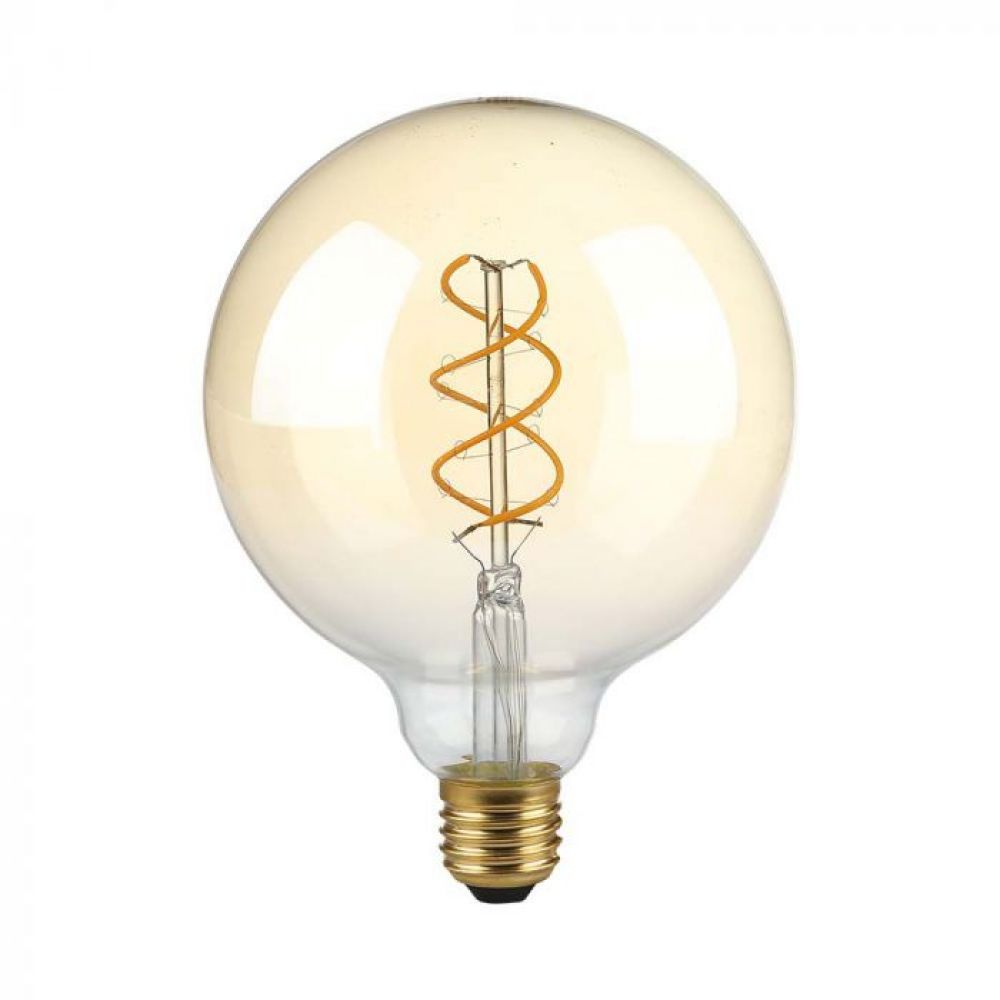 V-TAC Filamentlamp G125 – 5W | 1800K Amberglas | E27 | 250 lumen