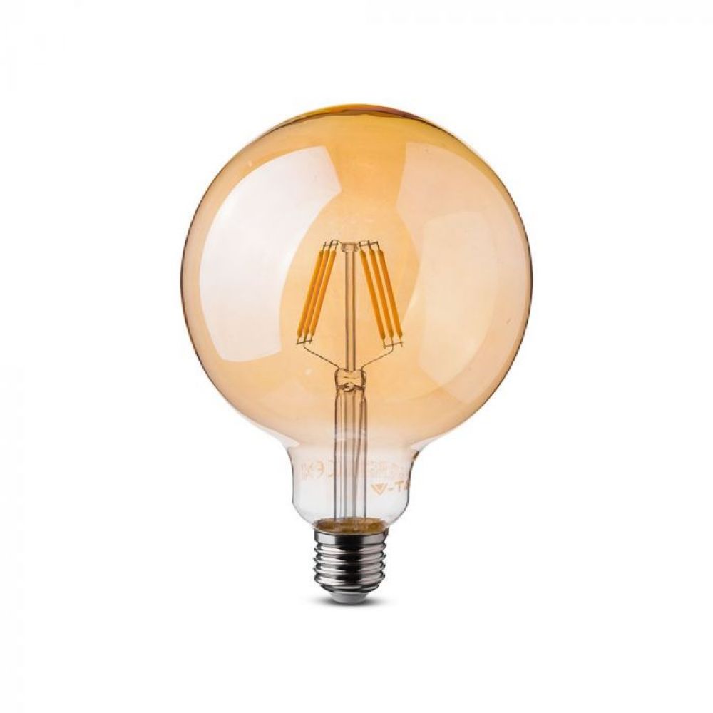 V-TAC LED Filamentlamp G125 – 4W | 2200K Warm Amber Licht | E27 | 350 lumen
