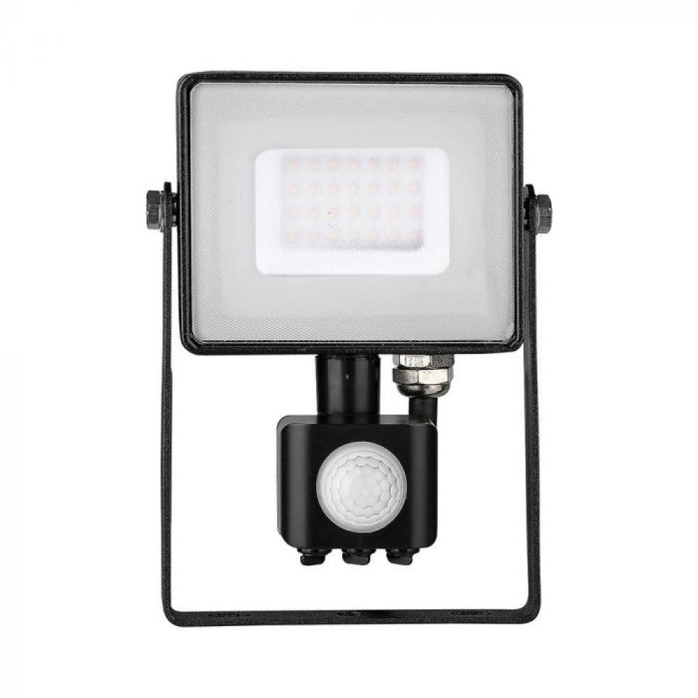 LED Breedstraler 30W met Bewegingssensor – Wit 6400K, 2400lm, IP65, Zwart