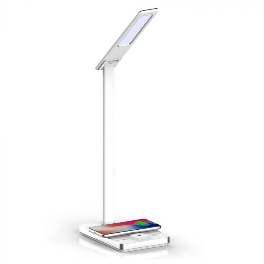 LED Tafellamp met Draadloze Oplader – 5W | 2700K–6500K Instelbare Lichtkleur | Wit | 800 lumen