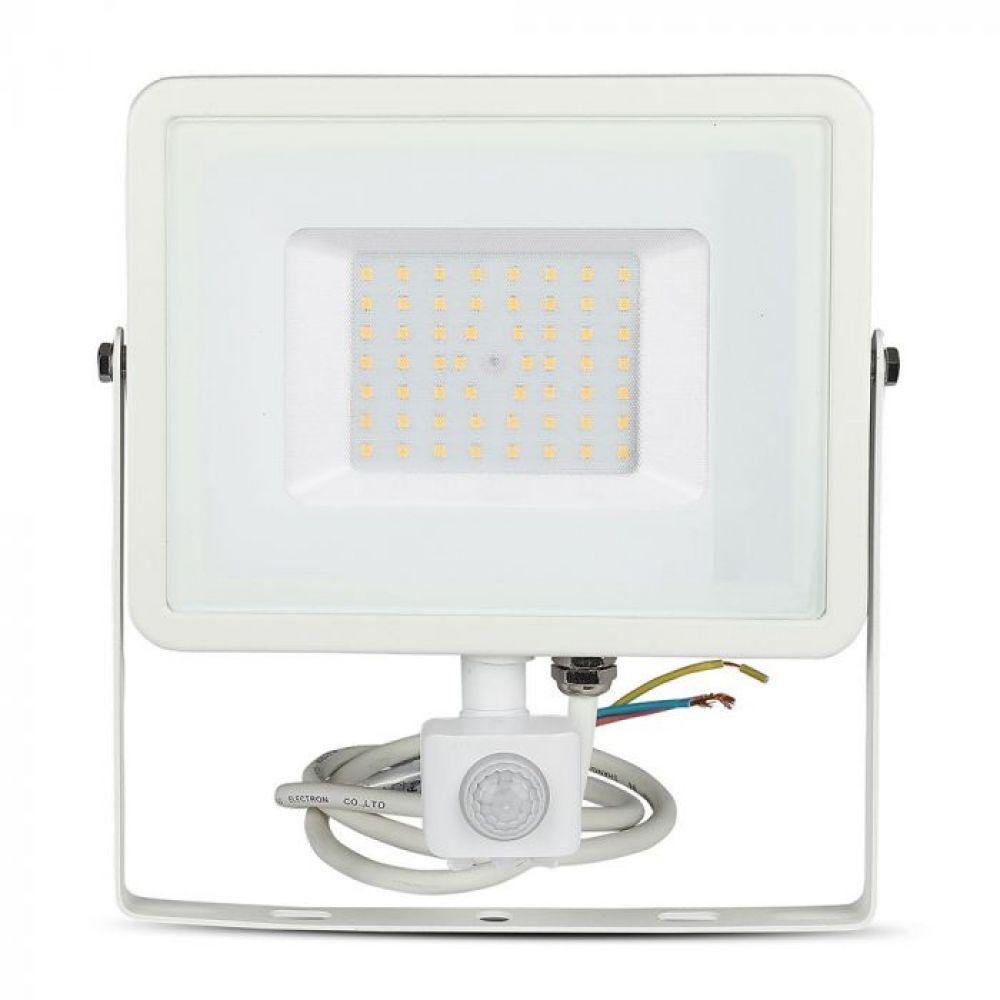 LED Breedstraler 50W SMD PIR Sensor Samsung Chip 6400K Witte Behuizing
