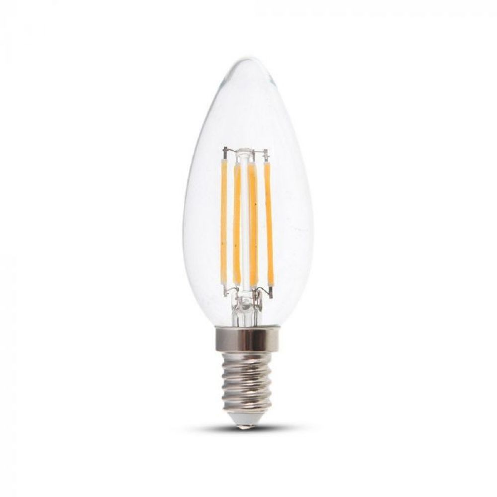 LED Filament Kaarslamp E14 – 4W | 2700K Warm Wit | Duidelijk Deksel | 2 stuks Blisterpack