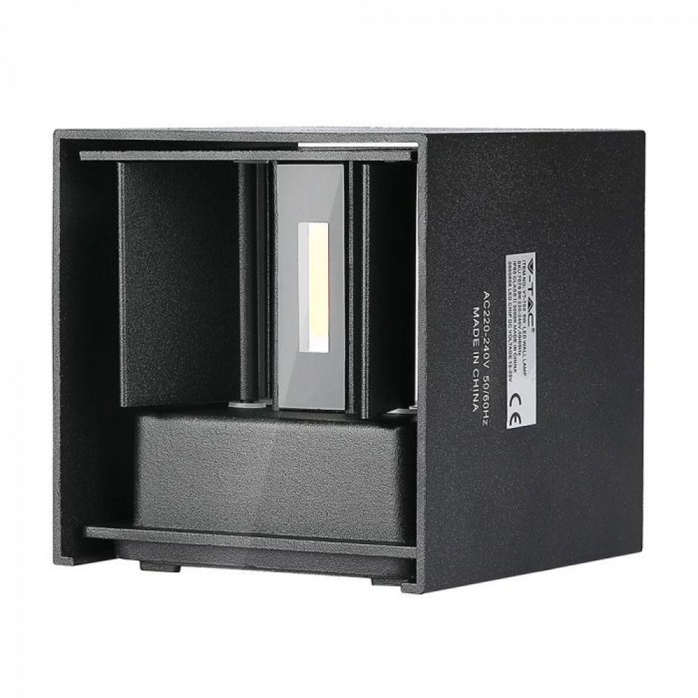 12W LED Up-Down Wandlamp met Bridgelux Chip 4000K Zwart Vierkant