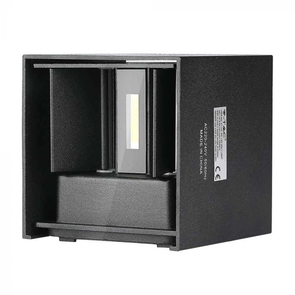 V-TAC 12W LED Up-Down Wandlamp – Zwart, Vierkant – Warm Wit (3000K)