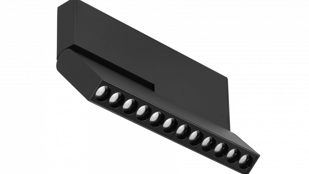 24V TRACK WALLWASHER DOT12, 16W, 2700K, CRI≥90, 34°, 196x23xH120mm, mat zwart Fase/1-10v/Casambi