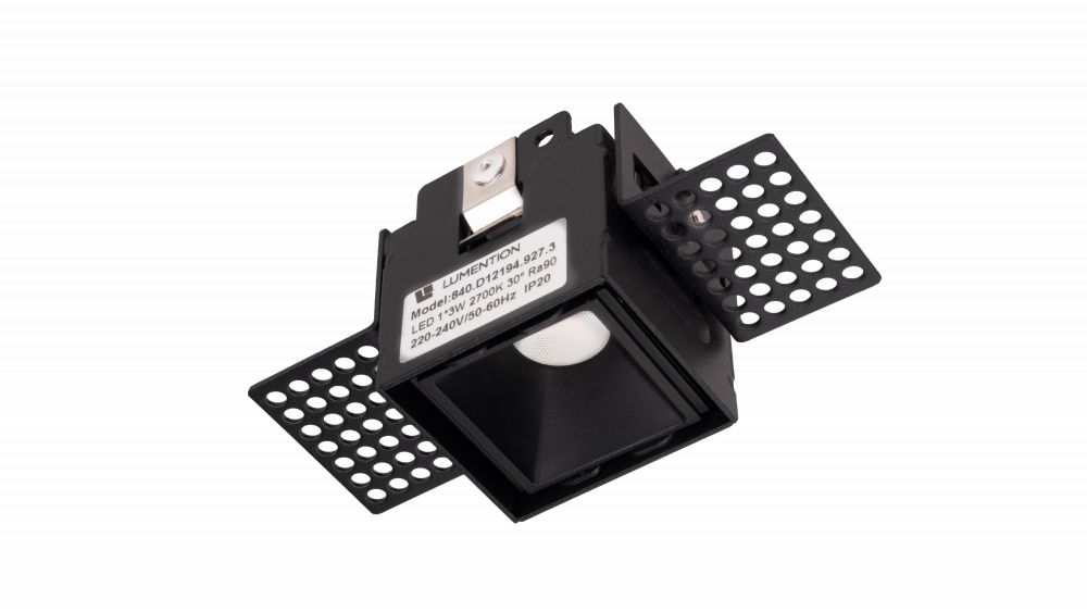 LUMENTION LED Inbouw Trimless Linear Downlight 1x3W, 2700K, 37x45x57mm, Zwart
