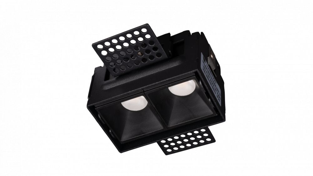 LUMENTION LED Inbouw Trimless Linear Downlight 2x3W, 2700K, 68x45x57mm, Zwart
