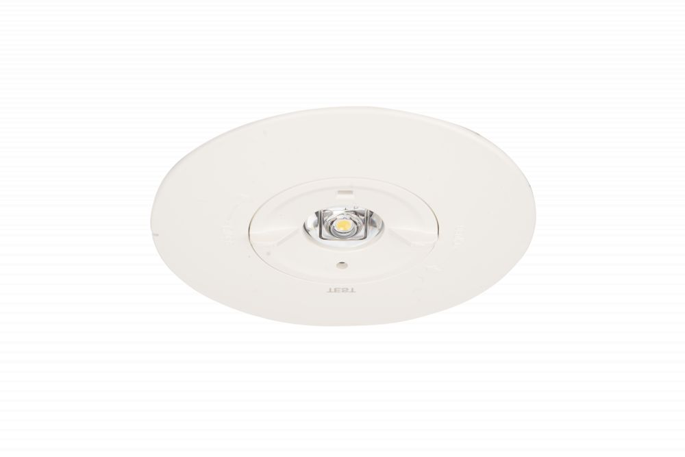 LED Noodverlichting Recessed SPOT 3W 6500K 300lm IP20 3 Uur Non-Maintained LiFePO4/6.4V/1500mAh Testknop & Groene Indicator Ta 5-45°C Lighthead: Ø95x31mm Driverdeel: 206x43x23mm Witte Behuizing