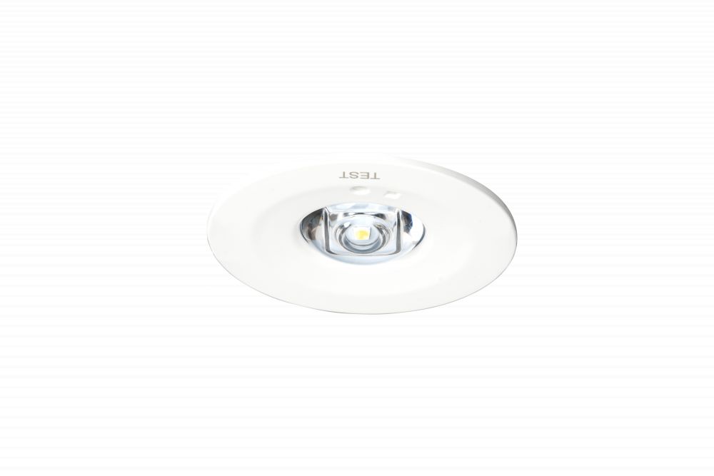 LED Noodverlichting Recessed SPOT 1,2W 6500K 130lm IP20 3 Uur Non-Maintained LiFePO4/3.2V/1500mAh Testknop & Groene Indicator Ta 5-45°C Lighthead: Ø50x16,5mm Driverdeel: 260x36x26,7mm Witte Behuizing