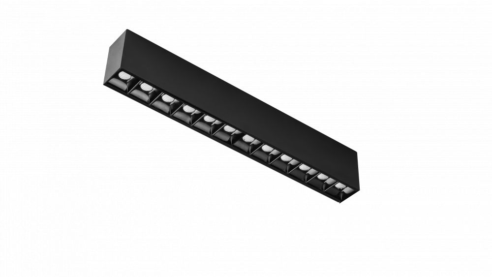 24V TRACK SPOT DOT12, 12W, 2700K, CRI≥90, 34°, 196x23xH42mm, mat zwart Fase/1-10v/Casambi dimbaar