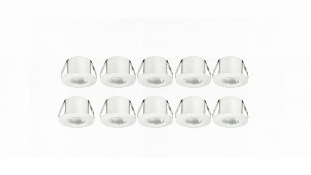 10 stuks LED Verandaspot 1W, 3000K, IP20, Alu