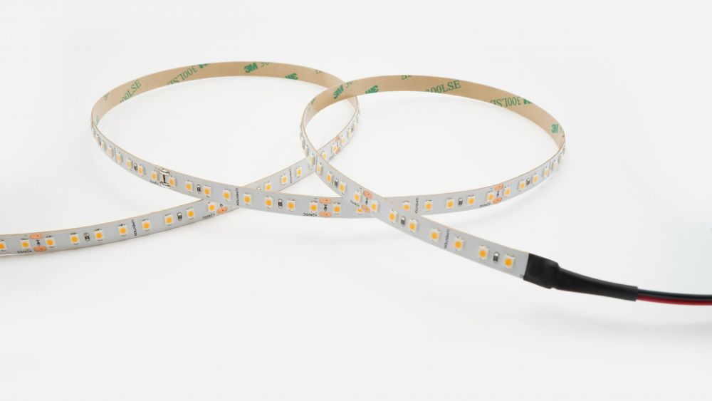 LUMENTION LED Strip 9,6 W/M 0,4A 24V 2700K CRI≥90+ 1050 Lumen/M 128 LED/pm 5000x8x3mm Kniplengte 62,5mm IP20