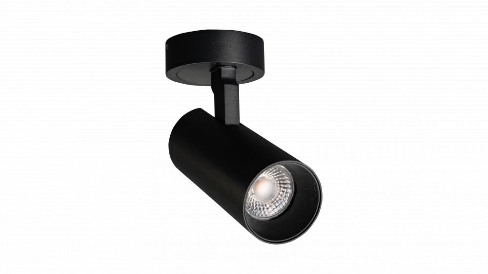 Led Opbouwspot 10w, 3000K, 770lm, 36°, CRI≥90+, Ø 50xH125, Fase-Dimbaar, Zwart